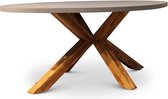 BUITEN living Livorno dining tuintafel | betonlook + hardhout | ovaal | 200x110cm | 6 personen