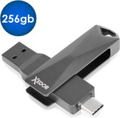 Xedor® - Clé USB 256 GB - Flash USB - 2 en 1 - USB C - USB A 3.0 / 3.2 Gen 1 - Téléchargement 300 mb/s - téléchargement 200 mb/s - Convient pour Ordinateur / IOS / Android