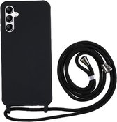 Coverup Siliconen Back Cover met Koord - Geschikt voor Samsung Galaxy A14 Hoesje - Zwart