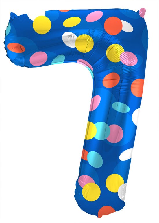 Folat - Folieballon Cijfer 7 Colorful Dots - 86 cm
