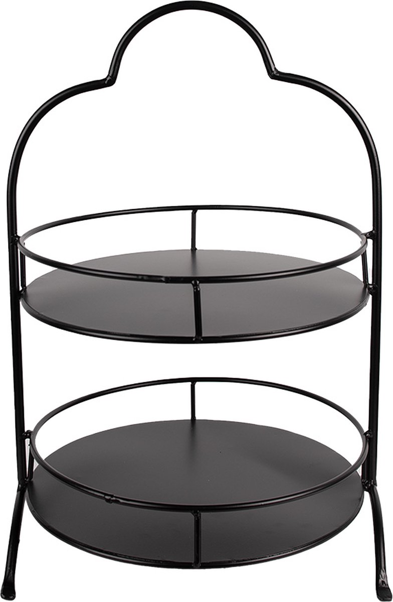 Clayre & Eef Etagère 2 laags Ø 30x45 cm Zwart IJzer