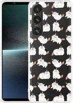 Cazy Hoesje geschikt voor Sony Xperia 1 V Unicorn Cat