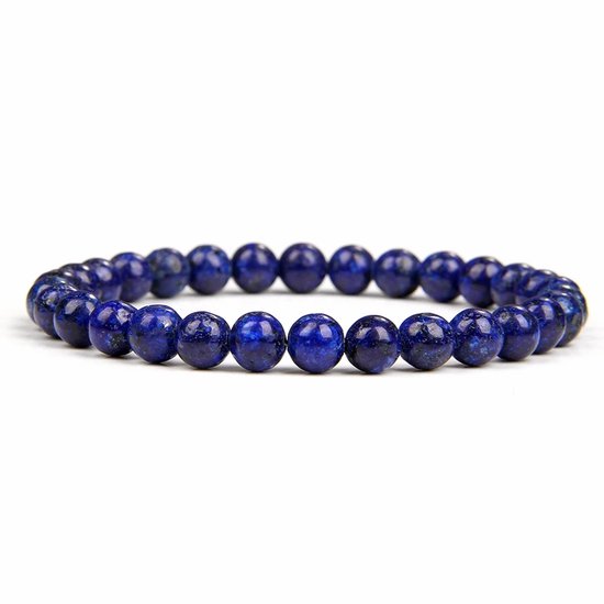 Foto: Bixorp gems lapis lazuli armband 6mm kralen edelsteen kralenarmband 18cm