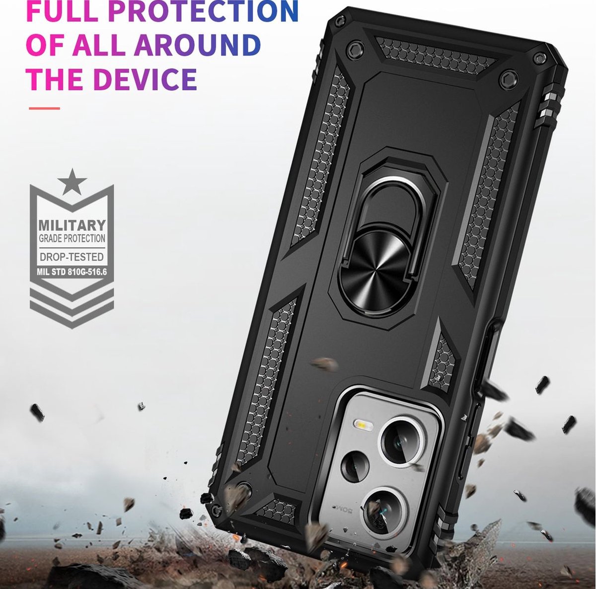 Mobigear Armor Ring - Coque Xiaomi Redmi Note 12 Pro Plus Coque Arrière  Rigide Antichoc + Anneau-Support - Vert 11-8221441 