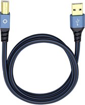 Oehlbach USB Plus B USB 2.0 [1x USB-A 2.0 stekker - 1x USB-B 2.0 stekker] 3.00 m Blauw Vergulde steekcontacten