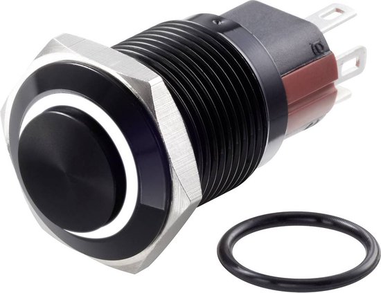 TRU COMPONENTS TC-GQ16-KH-11ZE/J/W/12V/A Vandalismebestendige drukschakelaar 48 V/DC 2 A 1x uit/aan Continu Wit IP65 1