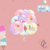 Ballonnen - Ijsjes - Ijscowagen - Pastel - Zomer - Feest - Kinderfeestje - Partijtje - Verjaardag - Set van 6