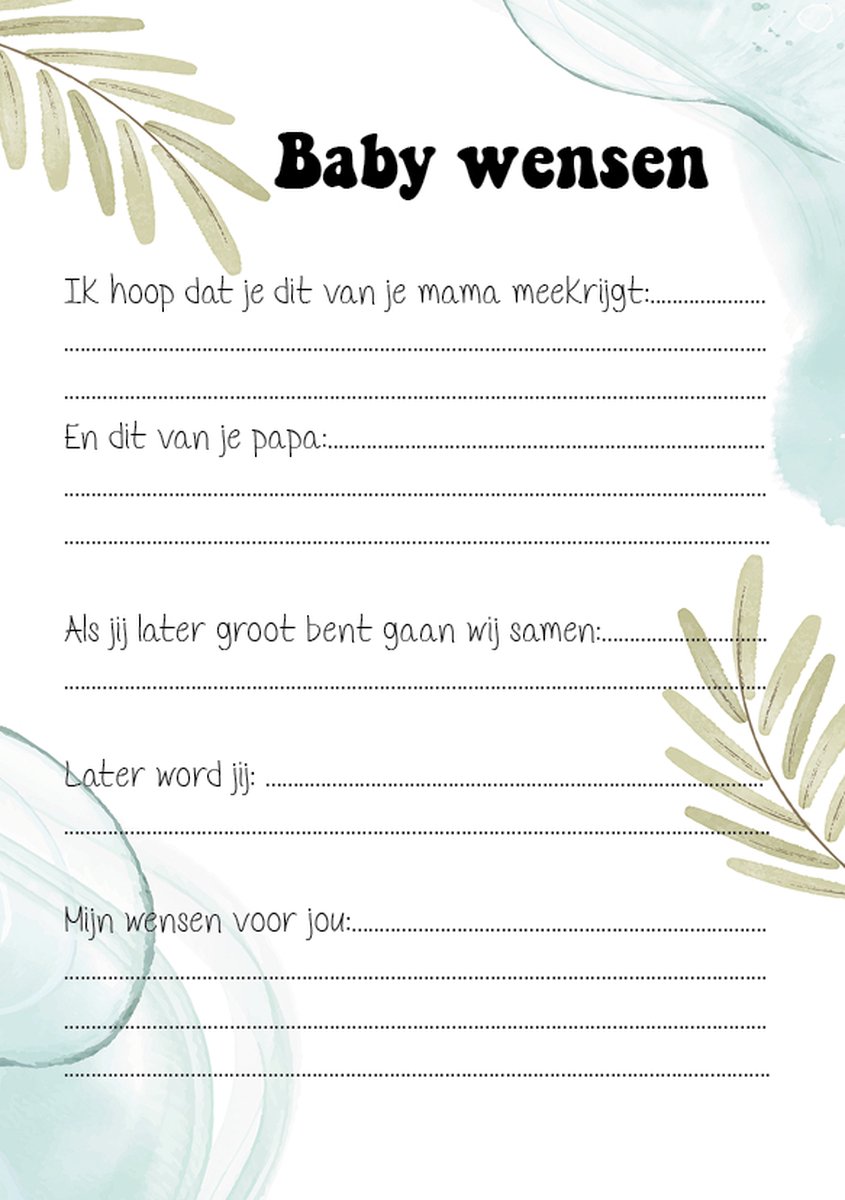 25x leuke babyshower invulkaarten (A5 formaat) - babyshower cadeau ...