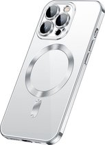 Sulada Coque souple en TPU et antichoc et protecteur d'objectif avec anneau magnétique pour iPhone 13 Pro Max Argent