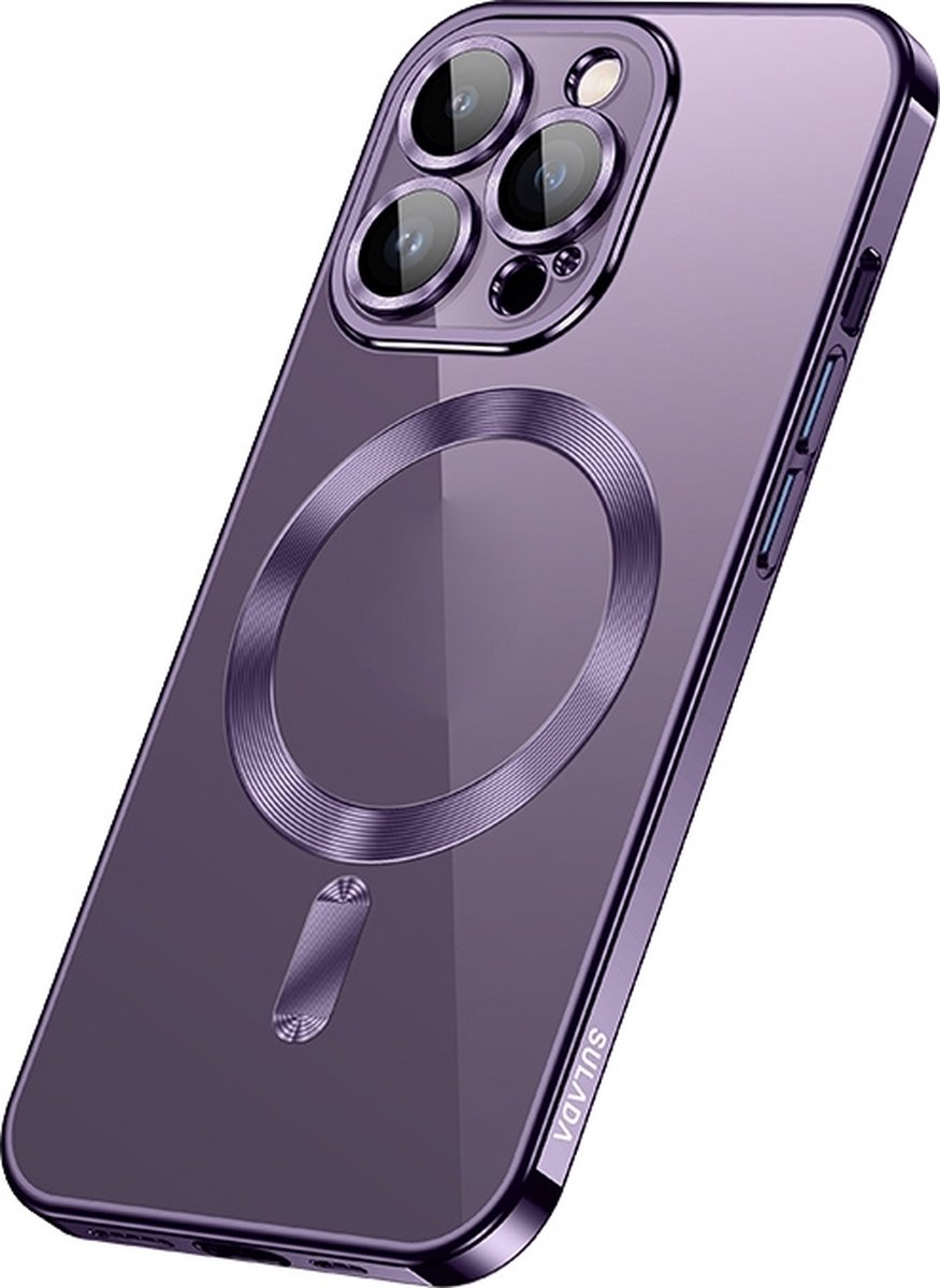 Sulada Soft case TPU en shockproof en lensbeschermer met magnetische ring voor de iPhone 13 Pro Paars