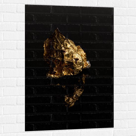 Muursticker - Gouden Vlak op Zwarte Achtergrond - 70x105 cm Foto op Muursticker