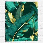 Muursticker - Groene Palmbladeren met Gouden Details - 30x40 cm Foto op Muursticker