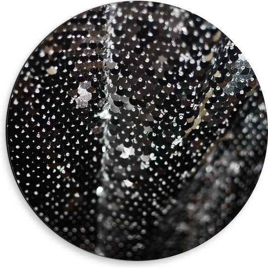 Dibond Muurcirkel - Close-up van Zilveren Stof - 50x50 cm Foto op Aluminium Muurcirkel (met ophangsysteem)