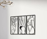 Line - Femmes - 3 panneaux - Décoration murale - 50cm - Salon - Chambre - Déco murale métal