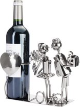 BRUBAKER Wijnfleshouder liefdespaar - flessenstandaard van metaal met wenskaart voor wijn cadeau - Wijnrek