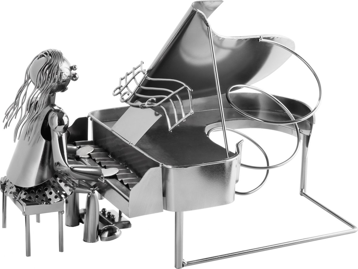 BRUBAKER Porte-Bouteille de Vin Femme Pianiste avec Piano - Sculpture en Métal BRUBAKER Porte-Bouteille de Vin Femme Pianiste avec Piano - Sculpture en Métal