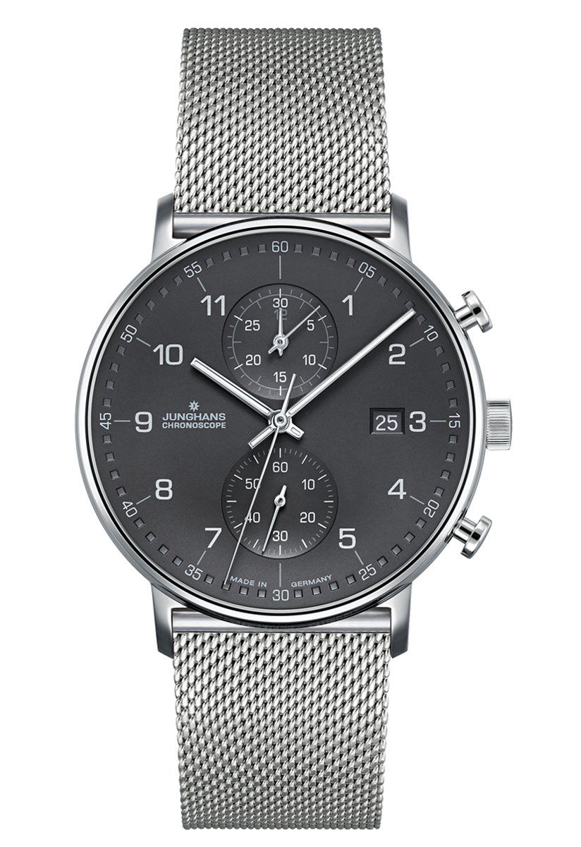 Junghans Form C 41-4877.44 - horloge - heren - Chronograaf - milanese band - zwarte wijzerplaat - luxe - cadeautip