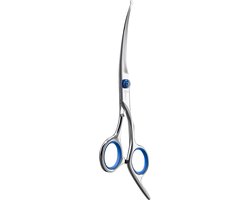 Professionele Hondenschaar - Trimschaar Ergonomisch Krom Rechts - Vachtverzorging Pootverzorging voor Langharige Honden - Blauw