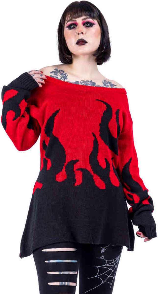 Heartless - Flamethrower Gebreide trui - XXL - Rood/Zwart