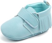 Blauwe pu leren schoenen - Kunstleer - Maat 18 - Zachte zool - 0 tot 6 maanden