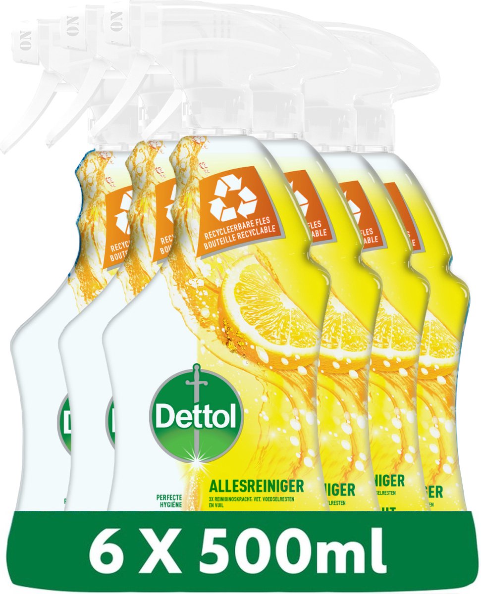 Dettol - 6 Allesreiniger Sprays - Antibacterieel - 6x Sprankelende Citroen - 6x500 ml - Voordeelverpakking op Prijzenvolger.com