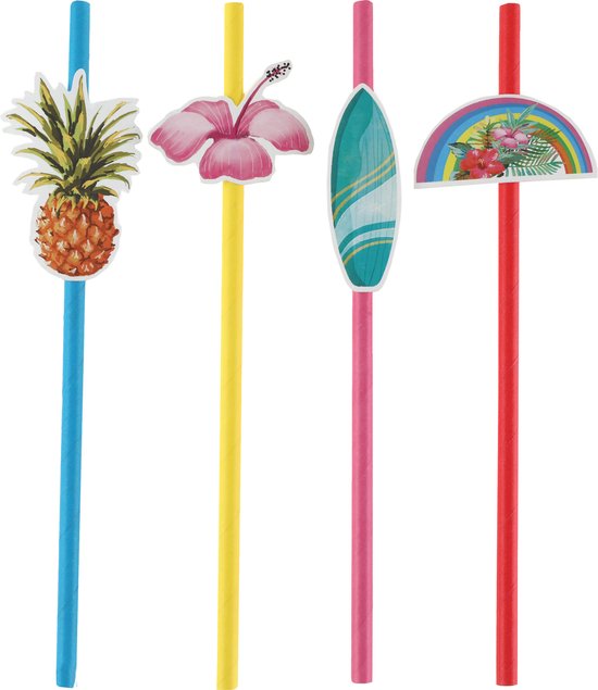Papieren rietjes babyblauw 20 stuks