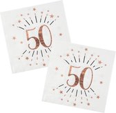 Verjaardag feest servetten leeftijd - 50x - 50 jaar - rose goud - 33 x 33 cm