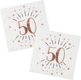 Serviettes de fête d'anniversaire âge - 50x - 50 ans - or rose - 33 x 33 cm