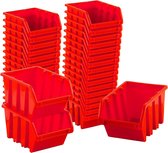 Opbergdozen, set van 28 stuks, rood, maat 3 (19,5 x 12 x 9 cm), nestbaar en stapelbaar, opbergsysteem voor werkplaats, kelder en garage