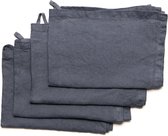 Theedoeken van hoogwaardig linnen in marineblauw, 4 stuks, 50 x 70 cm, keukendoeken van 100% linnen, de poetsdoeken zijn duurzaam, vuilafstotend en pluisvrij