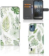 Wallet Book Case Nokia C12 Smartphone Hoesje Leaves