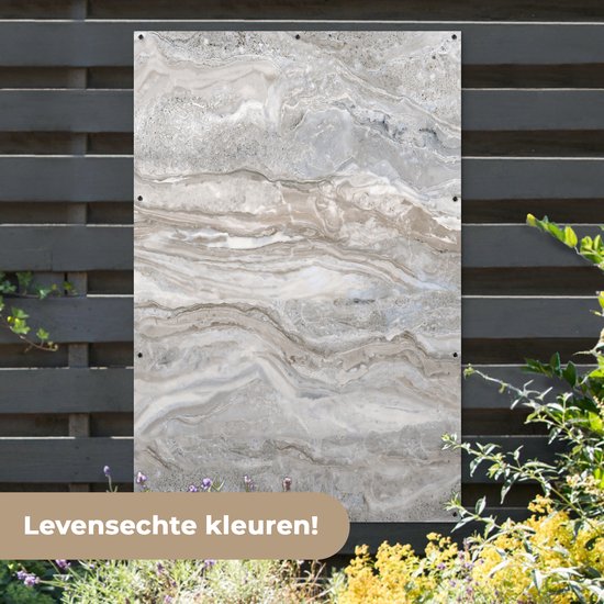 Muurdecoratie Marmer - Textuur - Grijs - 120x180 cm - Tuinposter - Tuindoek - Buitenposter