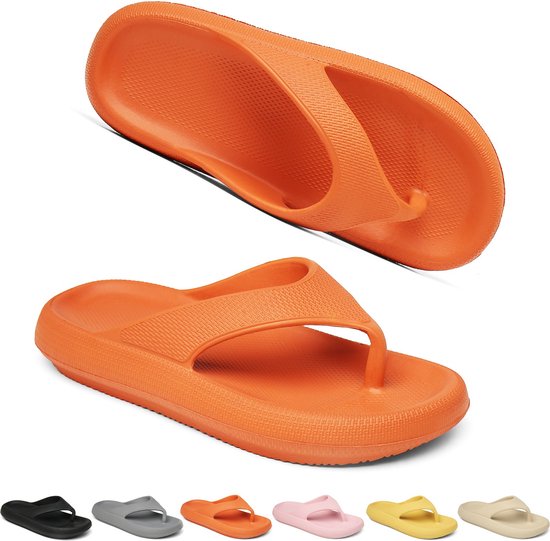 Geweo-Badslipppers- Slippers Homme/Femme-Tongs Été Souples Tongs- Oranje- Taille 37/38