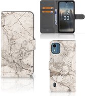 Coque avec pour Nokia C12 Portefeuille Marbre Beige