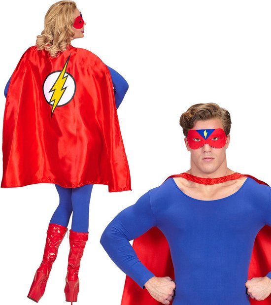 Widmann - Super Hero Cape Superblue - Rood - Carnavalskleding - Verkleedkleding