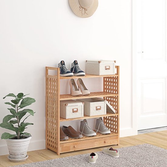 Schoenenrek met lade 70x27x81 cm massief