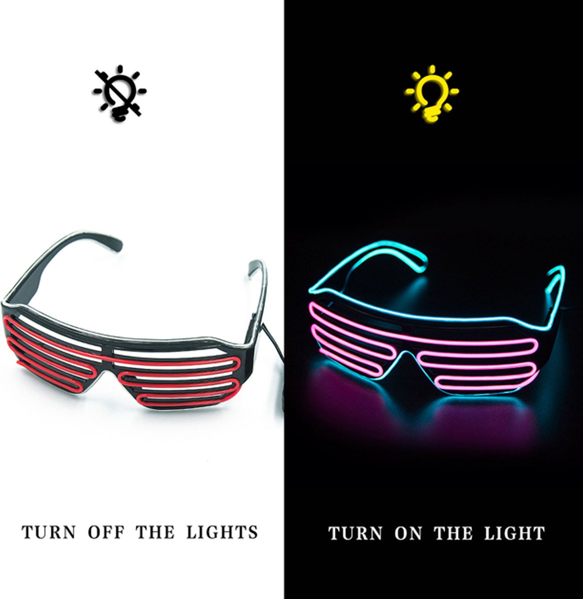 Lunettes lumineuses LED vertes avec boitier piles