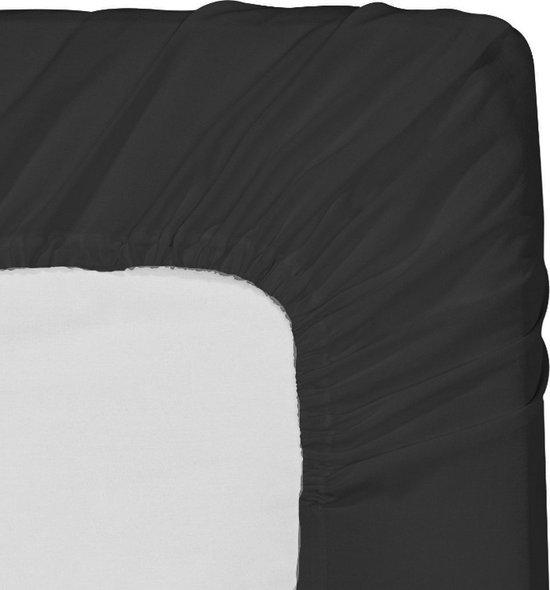 Hoeslaken Micropercal 2 persoons Extra Breedt en strijkvrij (200 x 220cm) Donker grijs/zwart