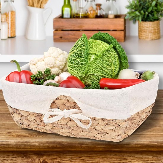 Petit panier en métal vert d'eau avec poignées en bois naturel