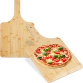 Pelle à pizza Relaxdays - lot de 2 - spatule à pizza - rectangulaire - coins arrondis - bambou