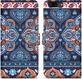 Cadorabo Hoesje voor OnePlus 5 - Design Blauwe Mandala No. 1 - Beschermhoes Case Cover met magnetische sluiting, standaardfunctie en kaartvakje