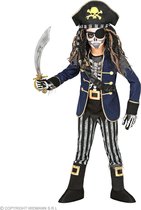 Widmann - Piraat & Viking Kostuum - Gevreesde Piraat Edward Blauwjack - Jongen - Blauw, Zwart - Maat 128 - Halloween - Verkleedkleding