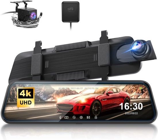 Dashcam Rétroviseur Voiture Caméra Étanche Stationnements Vidéos Full HD  Tactile
