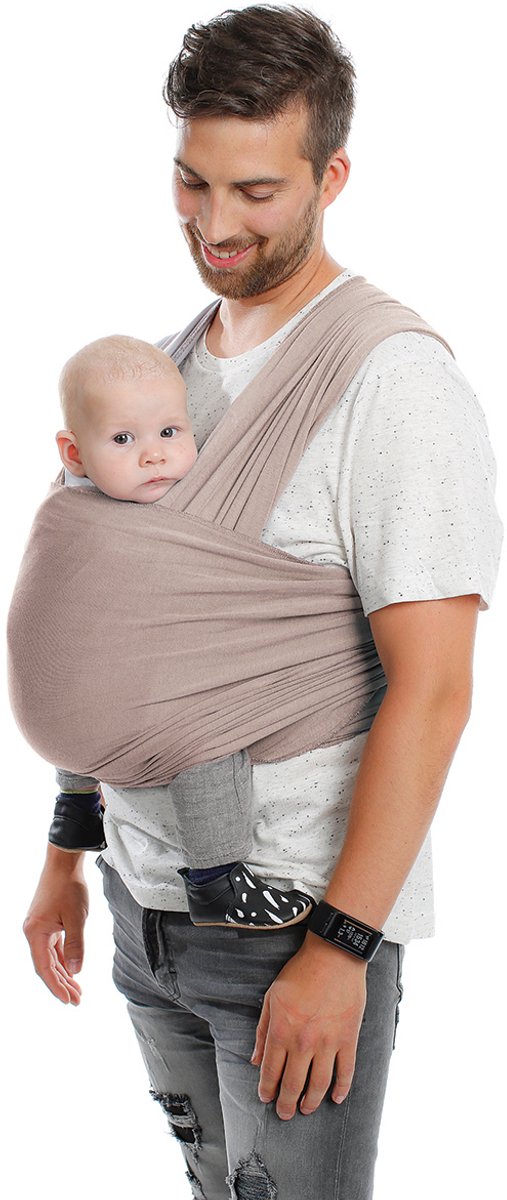 Babylonia draagdoek - Tricot-Slen Bamboo - warm sand - One size - Effen, Bruin, Wit/Ecru van Babylonia — afbeelding 5