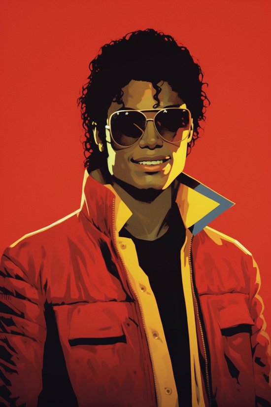 Michael Jackson Poster | Thriller Poster | MJ Abstract | Michael Jackson Rood | Muziek Poster | Woondecoratie | 61x91cm | Geschikt om in te Lijsten