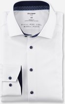 OLYMP 24/7 modern fit overhemd - herringbone - wit (contrast) - Strijkvriendelijk - Boordmaat: 42