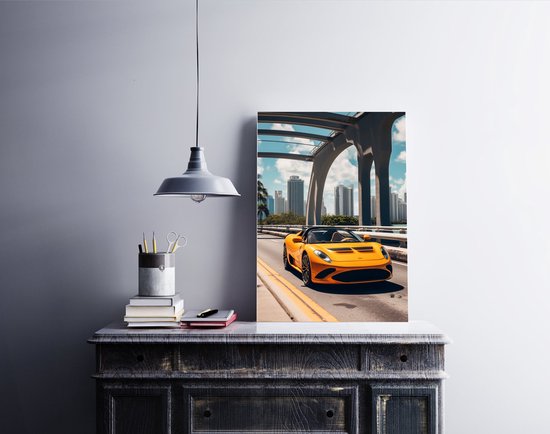 Affiche de voiture | Affiche Voiture de sport | Affiche Voiture Jaune | Décoration d'intérieur | 61x91cm | Convient pour Cadres