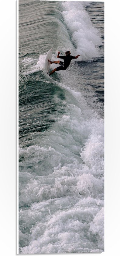 PVC Schuimplaat- Water - Zee - Persoon - Golven - Surfen - 20x60 cm Foto op PVC Schuimplaat