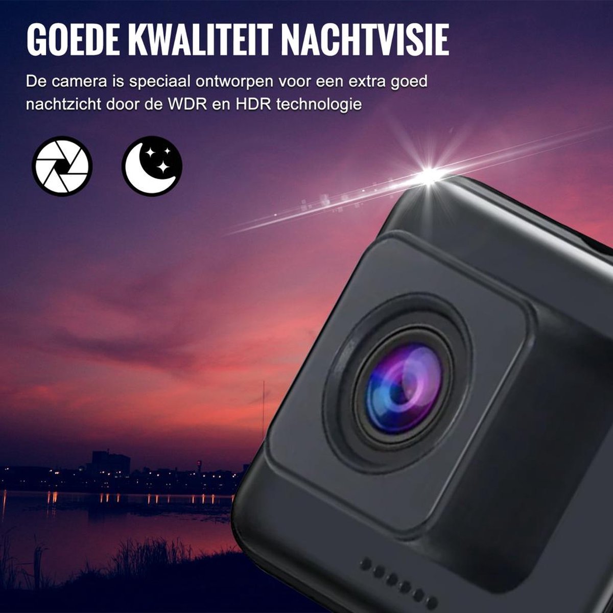 Dual Dashcam Voor Auto Camera Voor en Achter 1080p Full HD Incl. 64GB