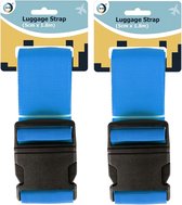 DID kofferriem/bagageriem/kofferband - 2x - 180 cm - blauw - koffer beveiliging